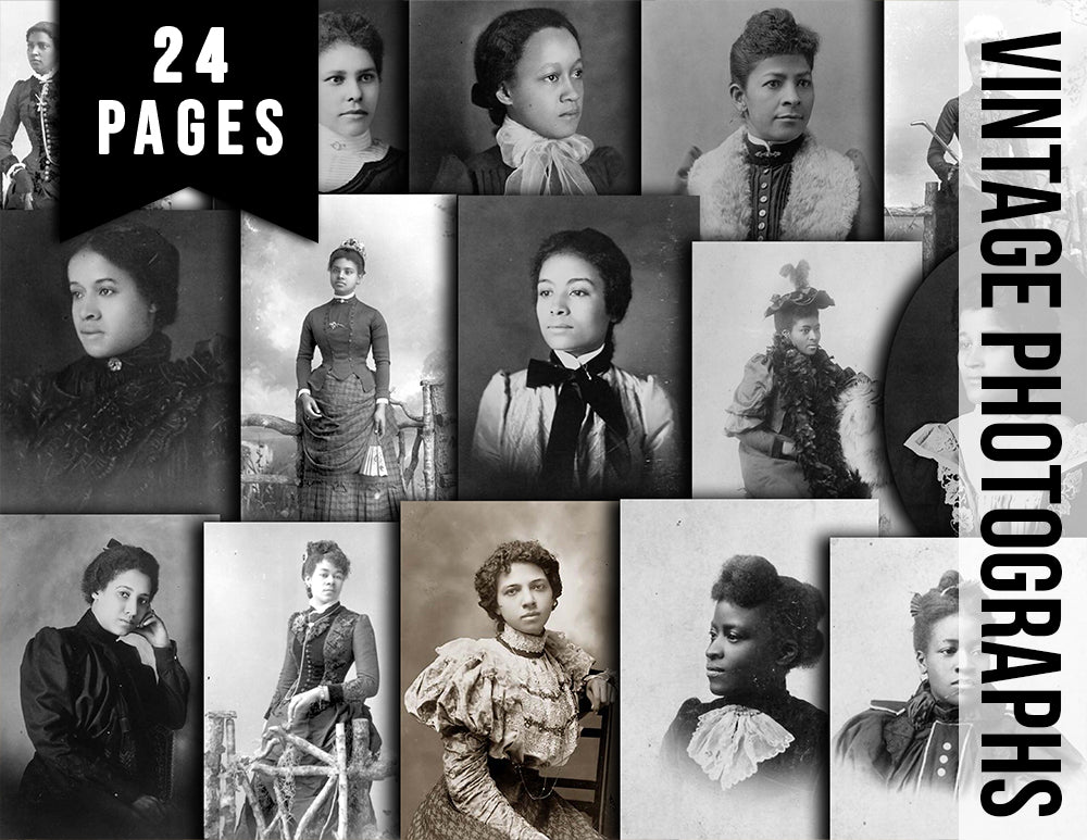 African American Ephemera, Vintage Photographs -24pg Digital Download- Junk Journal Kit, Black History Ephemera, Vintage Women Ephemera