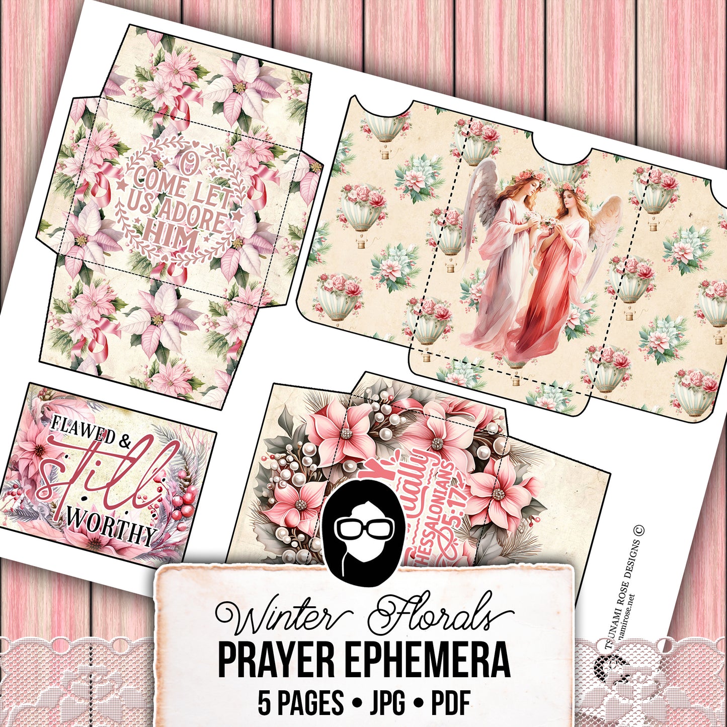 Christian Christmas Printables, Bible Journal Ephemera -5pg Digital Download- Prayer Journal Kit, Devotional Quotes, Jesus Junk Journal