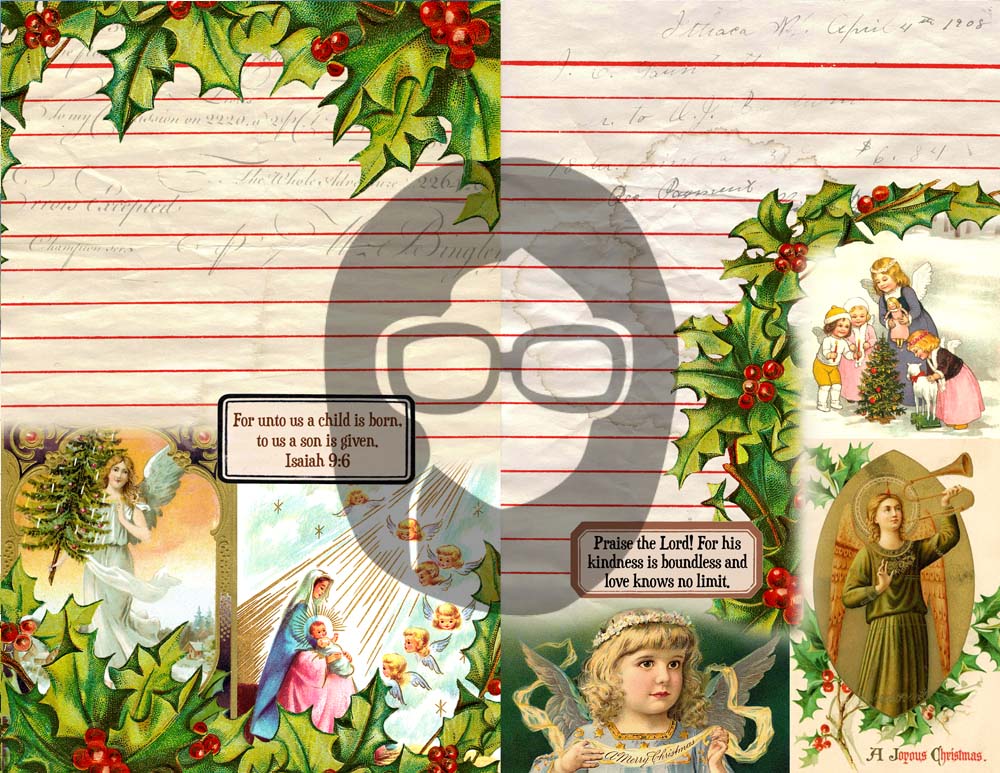 Christian Christmas Junk Journal Kit - 16 Pg download - faith prayer journal printable paper, Xmas bible scripture journaling digital kit