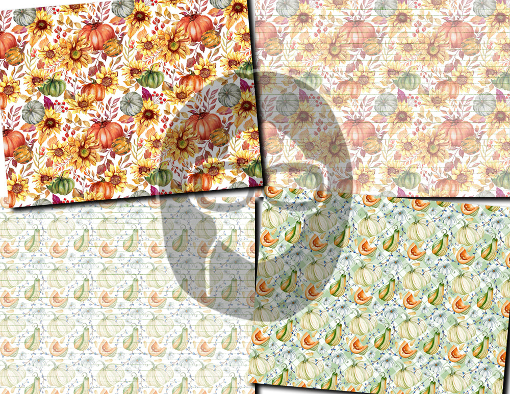 Fall Digital Paper, Autumn Journal Printables -20pg Digital Download- Fall Flowers, Lined Journal Pages, Fall Pattern Paper, Scrapbook Paper