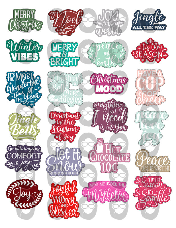Christmas Quotes, Fussy Cut Words -6pg Digital Download- Christmas sayings, Journaling quotes, Santa Quotes, Scrapbook titles, Ink Saver,PNG