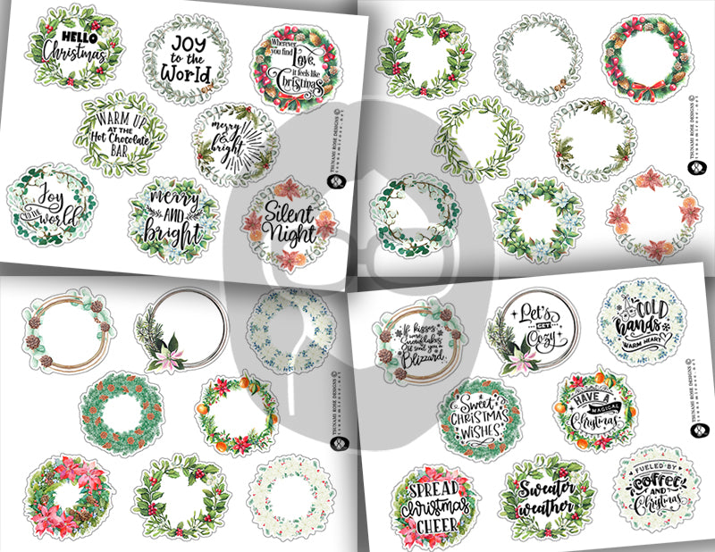Christmas Quotes, Fussy Cut Words -12pg Digital Download- Christmas sayings, Journaling quotes, Santa Quote, Scrapbook titles, PNG Files