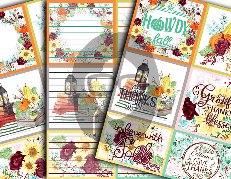 Journaling Spot Printables, Autumn Journal Printable -18pg Digital Download- Lined Paper, Fall Quotes, Autumn Flowers, Fall Harvest