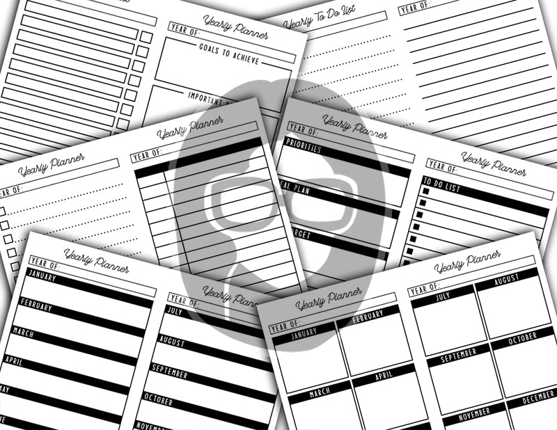 Junk Journal Planner, Undated Monthly Calendar -66pg Digital Download- Personal Planner, Ink Saver, Ink Saving, Black And White, Bundle Kit
