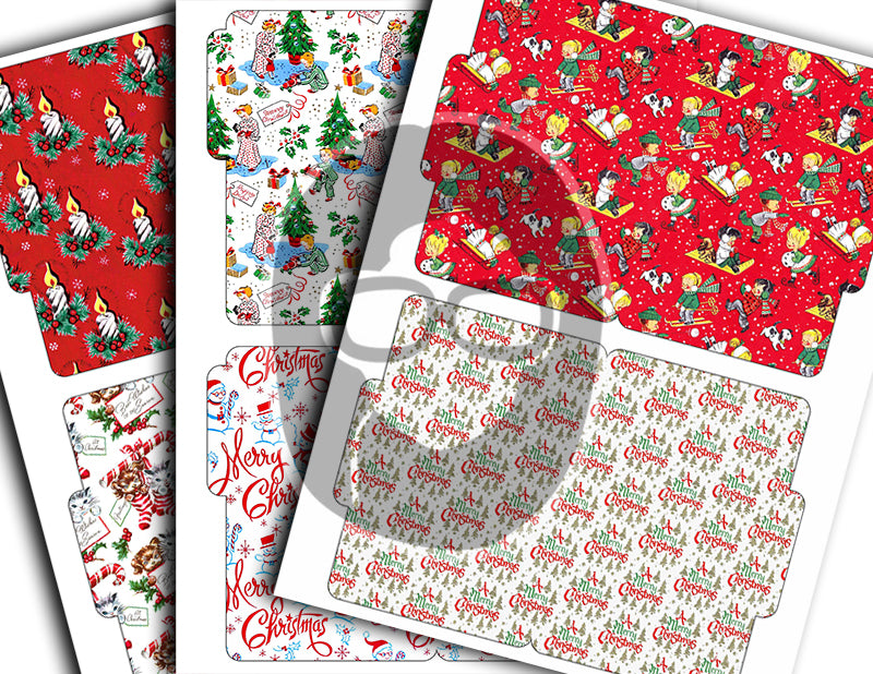 Junk Journal Ephemera, Journaling Folders -30pg Instant Download- Christmas Ephemera, Holiday Cards, Mini File Folder, December Daily Kit