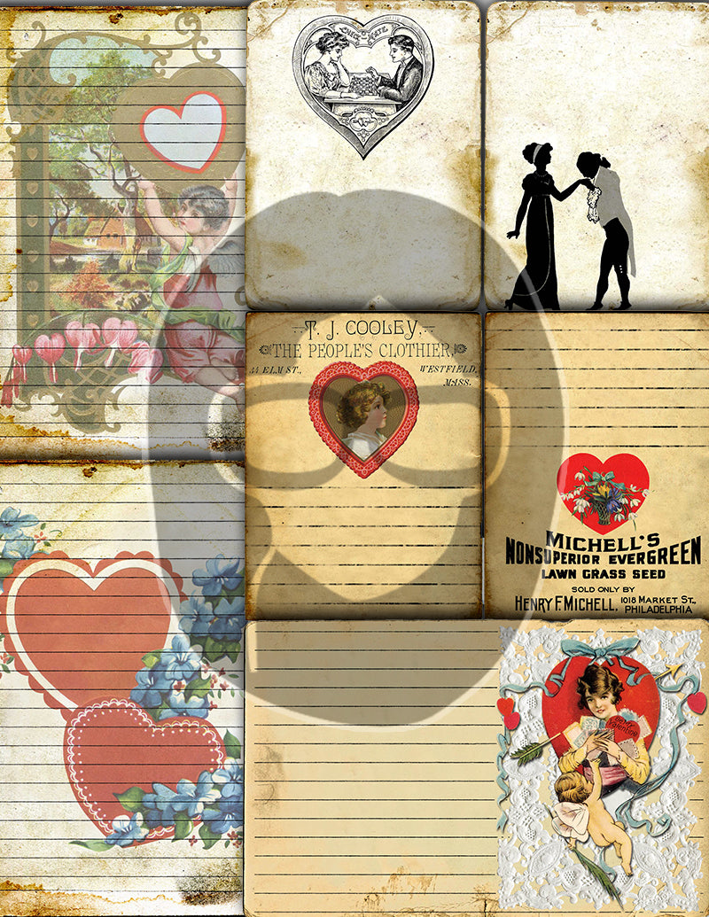 Valentine's Day Ephemera, Junk Journal Printables -38pg Digital Download- Journaling Cards, Scrapbook Bundle, Retro And Vintage, Antique