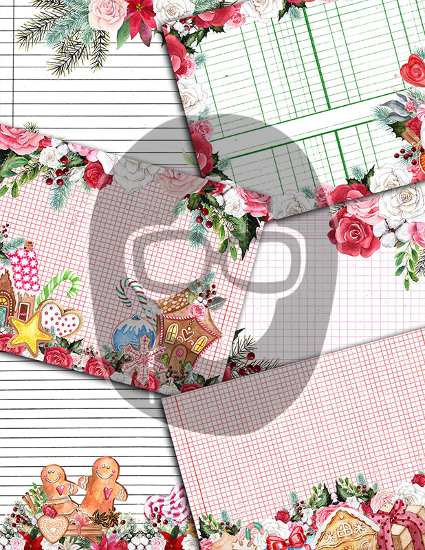 Christmas Junk Journal Kit, Pink Christmas Printable -41pg Digital Download- Journaling Pages, Word Labels, Holiday Notecards, Gift Tags