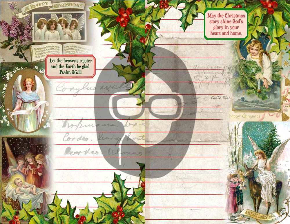 Christian Christmas Junk Journal Kit - 16 Pg download - faith prayer journal printable paper, Xmas bible scripture journaling digital kit