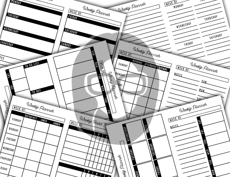Junk Journal Planner, Undated Monthly Calendar -66pg Digital Download- Personal Planner, Ink Saver, Ink Saving, Black And White, Bundle Kit