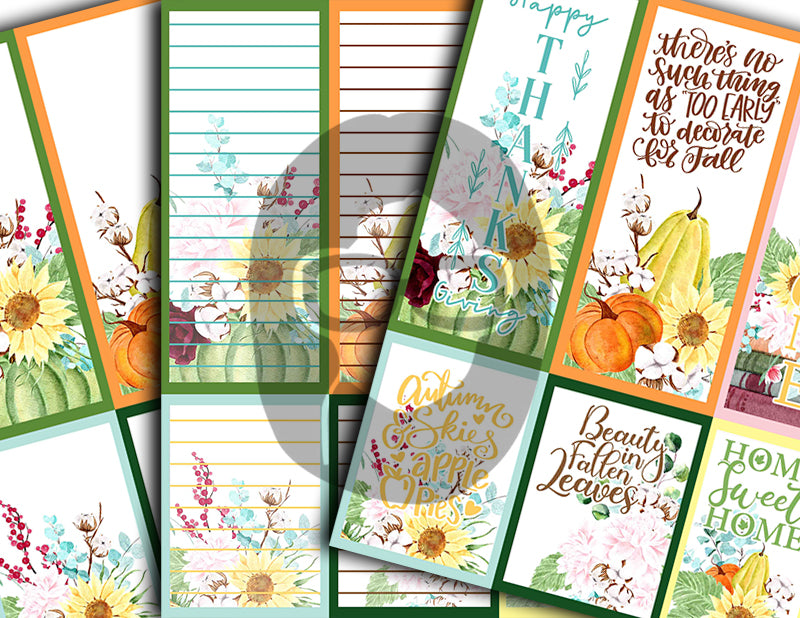 Journaling Spot Printables, Autumn Journal Printable -18pg Digital Download- Lined Paper, Fall Quotes, Autumn Flowers, Fall Harvest