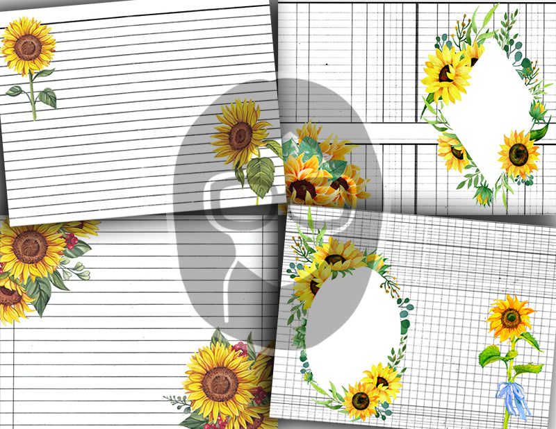 Sunflower Journal Pages, Printable Journal Bundle -30pg Digital Download- Junk Journal DIY Kit, Journaling Notebook, Sunflower Digital Paper