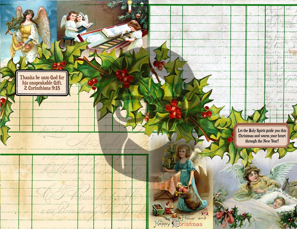 Christian Christmas Junk Journal Kit - 16 Pg download - faith prayer journal printable paper, Xmas bible scripture journaling digital kit