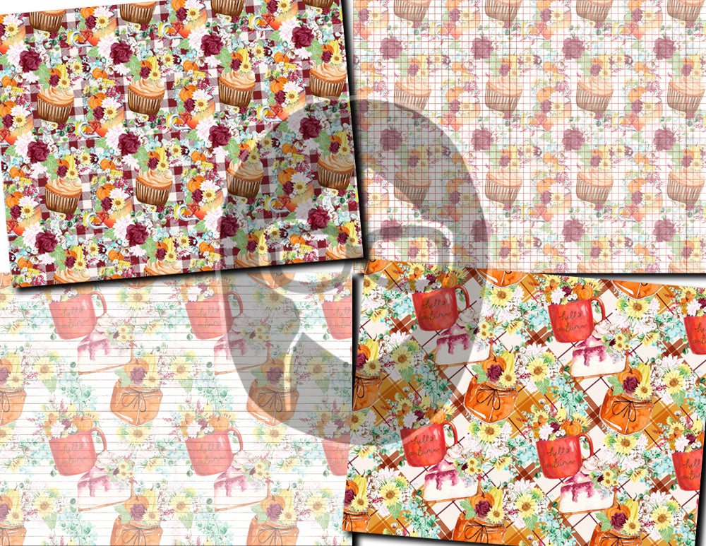 Fall Digital Paper, Autumn Journal Printables -20pg Digital Download- Fall Flowers, Lined Journal Pages, Fall Pattern Paper, Scrapbook Paper