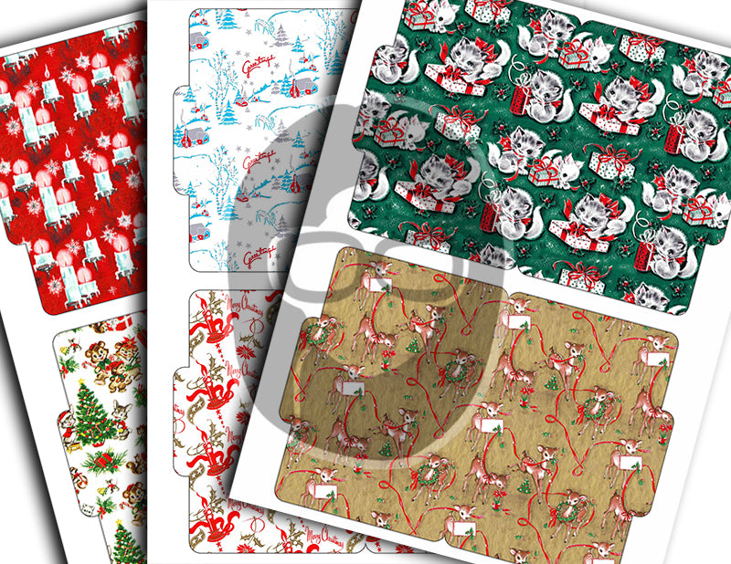 Junk Journal Ephemera, Journaling Folders -30pg Instant Download- Christmas Ephemera, Holiday Cards, Mini File Folder, December Daily Kit