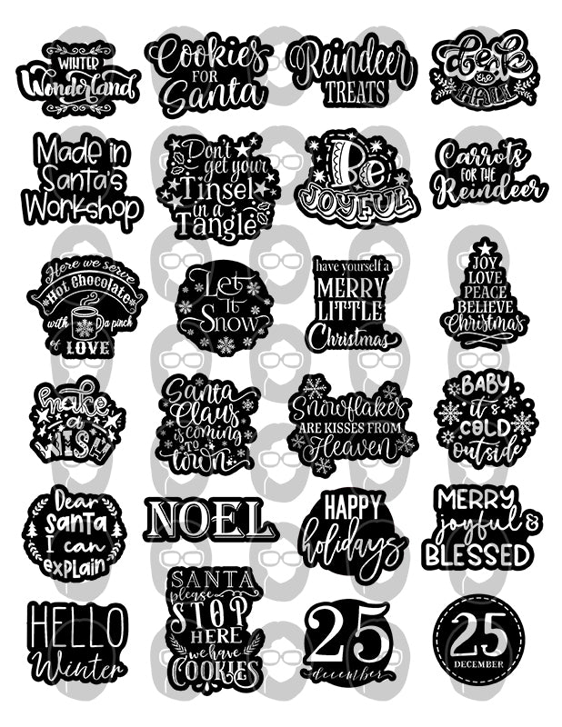 Christmas Quotes, Fussy Cut Words -6pg Digital Download- Christmas sayings, Journaling quotes, Santa Quotes, Scrapbook titles, Ink Saver,PNG