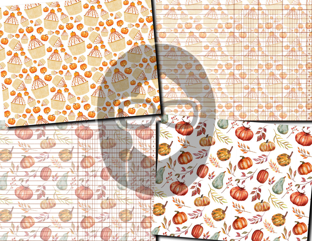 Fall Digital Paper, Autumn Journal Printables -20pg Digital Download- Fall Flowers, Lined Journal Pages, Fall Pattern Paper, Scrapbook Paper