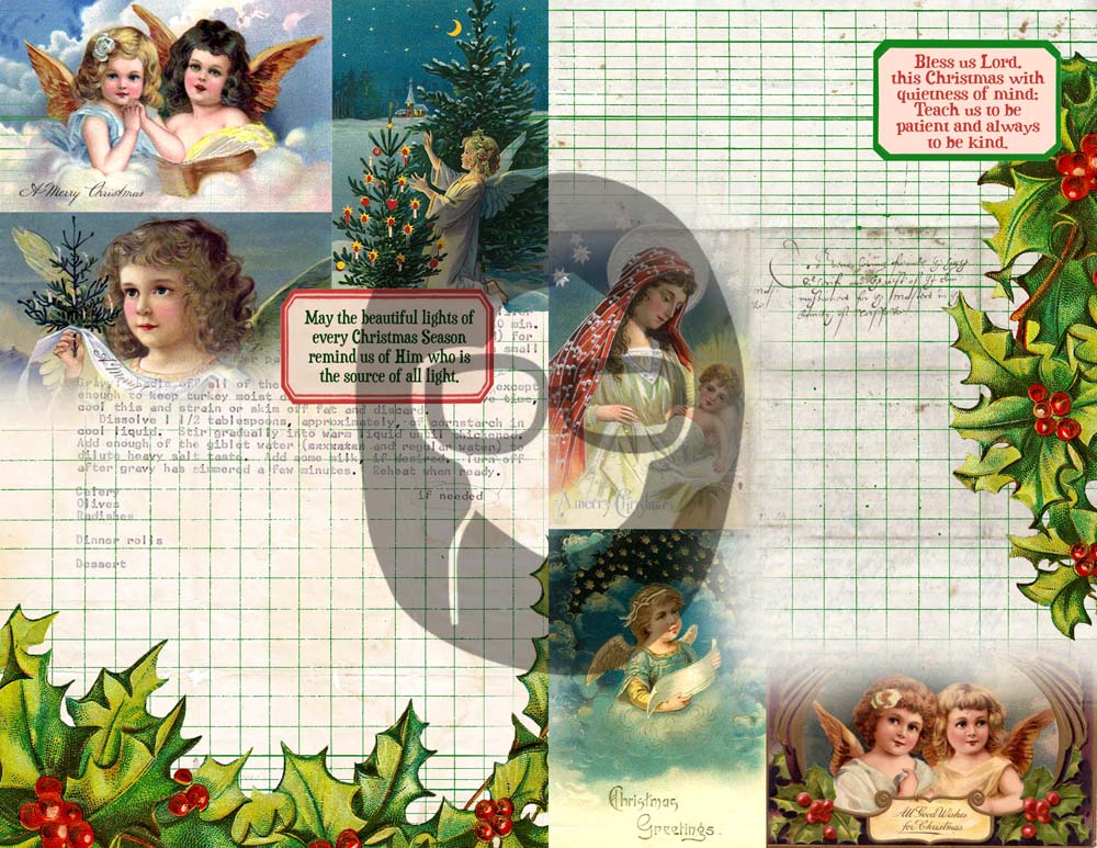 Christian Christmas Junk Journal Kit - 16 Pg download - faith prayer journal printable paper, Xmas bible scripture journaling digital kit