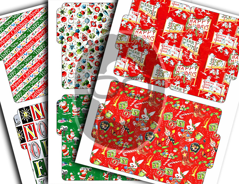 Junk Journal Ephemera, Journaling Folders -30pg Instant Download- Christmas Ephemera, Holiday Cards, Mini File Folder, December Daily Kit