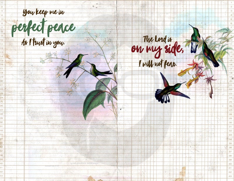 Bible Verses DIY - Hummingbirds Set # 3 - 3 Pg Instant Downloads - digital rose paper, lined journal pages, prayer journaling, scripture art