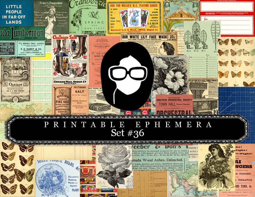 Ephemera Pack - Printable Ephemera Set #36 - 30 Page Instant Download ...