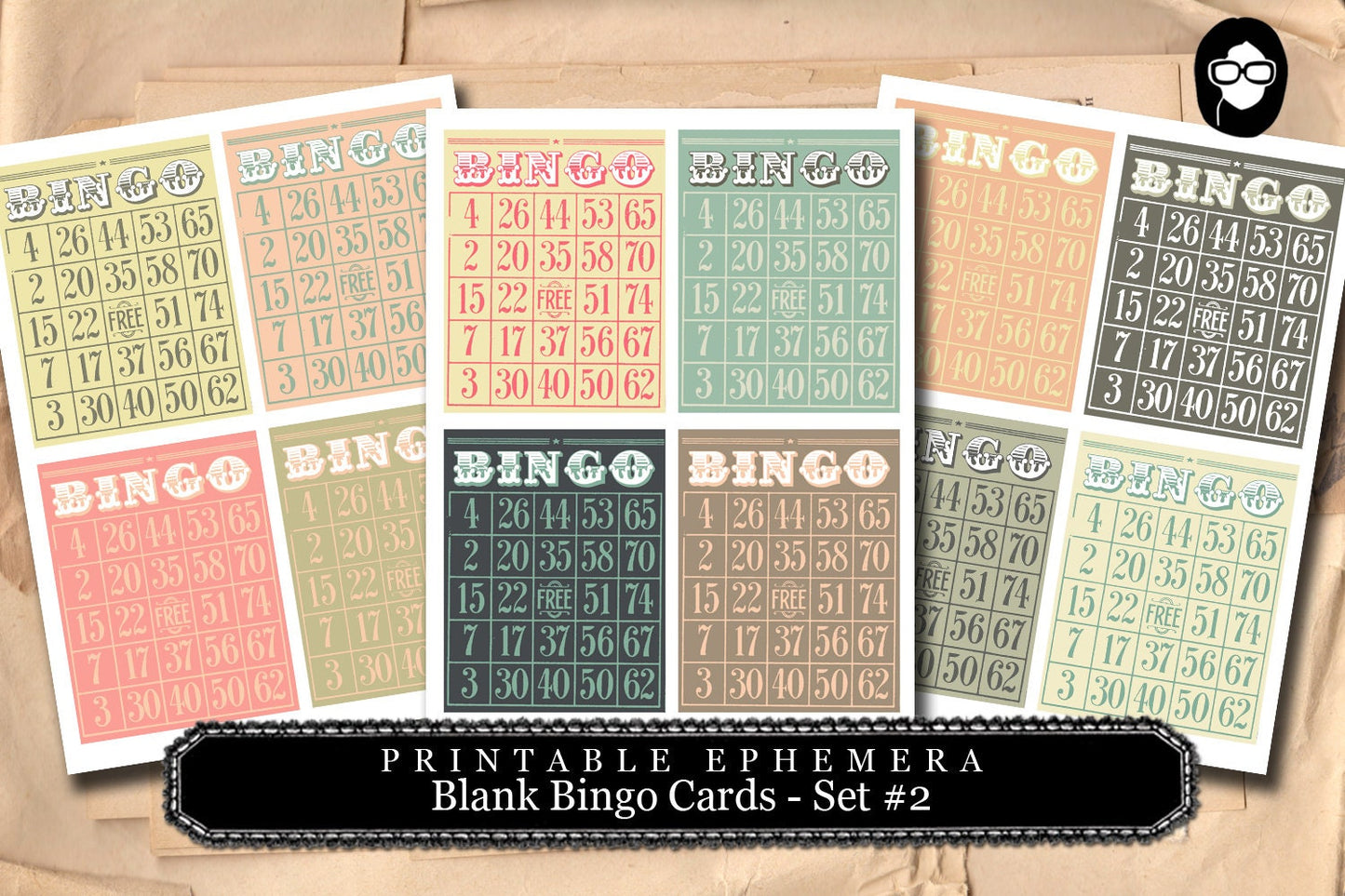 Blank Bingo Cards Set #2 - 3 Pg Instant Download - bingo digital roses floral, project life kit, junk journal supply