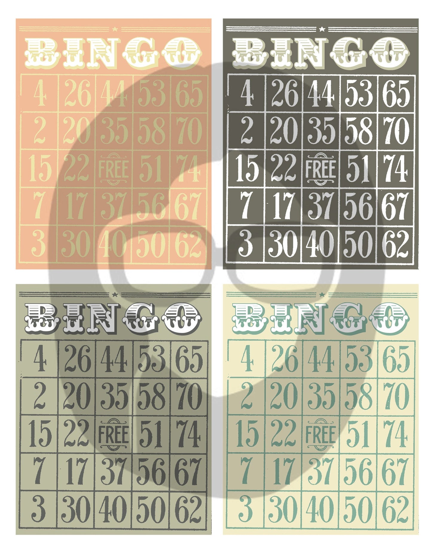 Blank Bingo Cards Set #2 - 3 Pg Instant Download - bingo digital roses floral, project life kit, junk journal supply