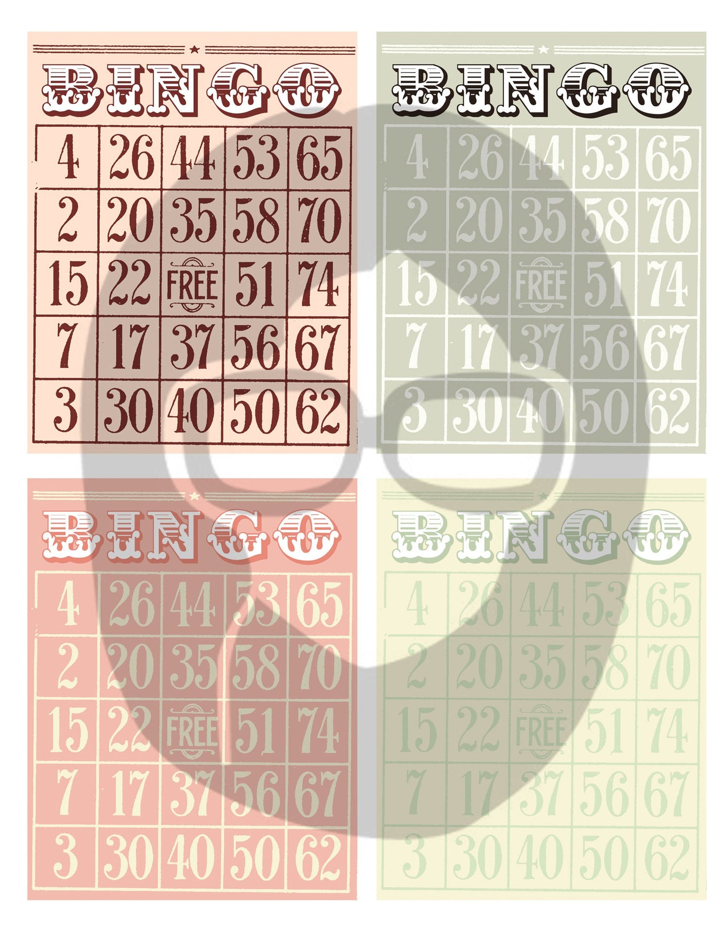 Blank Bingo Cards Set #1 - 3 Pg Instant Download - bingo digital roses floral, project life kit, junk journal supply
