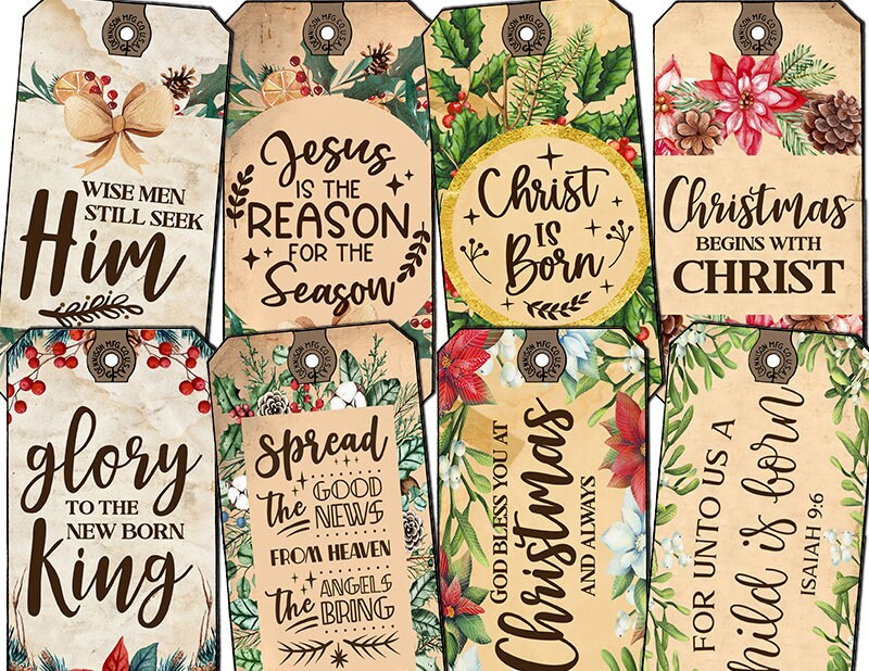 Bible Printable Christmas Tags, Ephemera for Prayer Journaling, S5 -2p – TsunamiRose Designs for Free Printable Religious Christmas Gift Tags