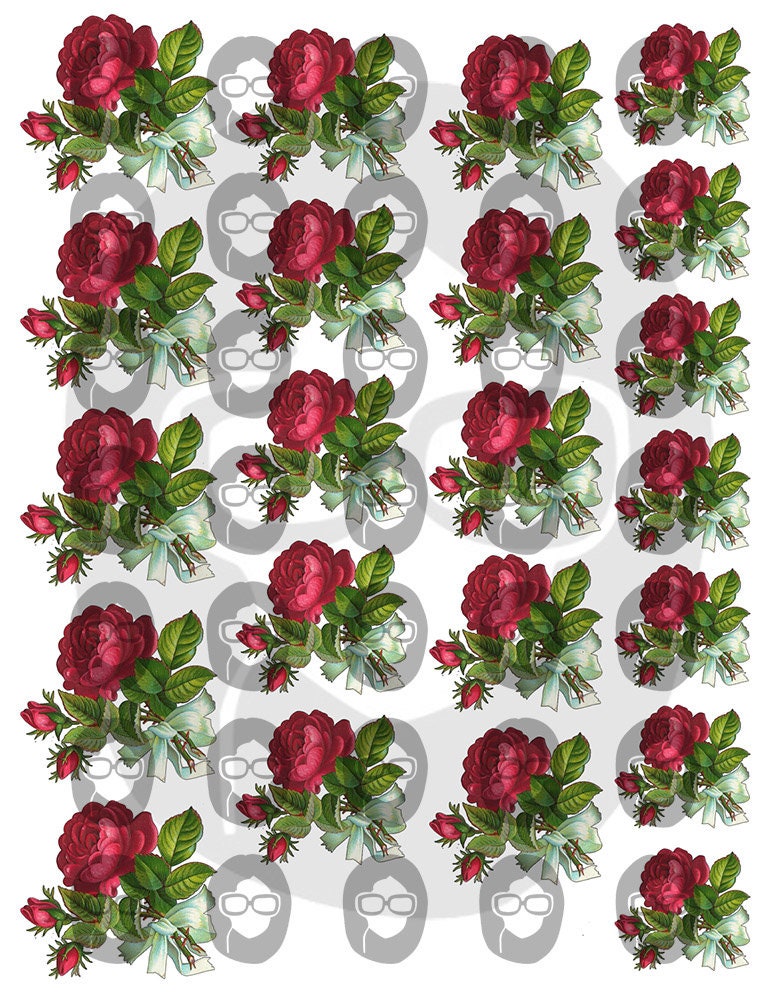Fussy Cut Flowers Set #18 - 8 Page Instant Download - pink rose clipart, bouquet clipart, roses flower clipart