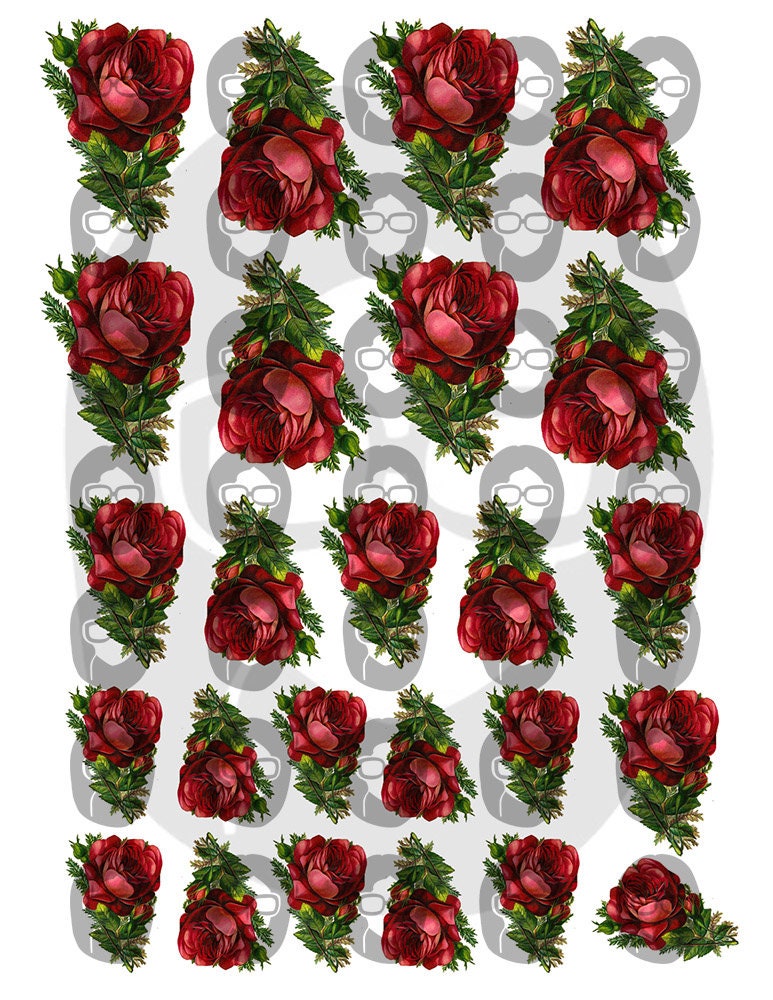 Fussy Cut Flowers Set #18 - 8 Page Instant Download - pink rose clipart, bouquet clipart, roses flower clipart