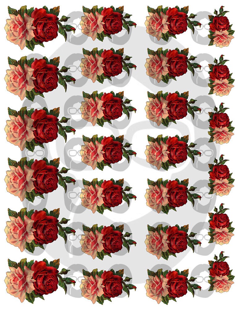 Fussy Cut Roses Vintage Flower Images Set #19 - 8 Page Instant Download - roses clipart floral, pink rose clipart, junk journal scan n cut