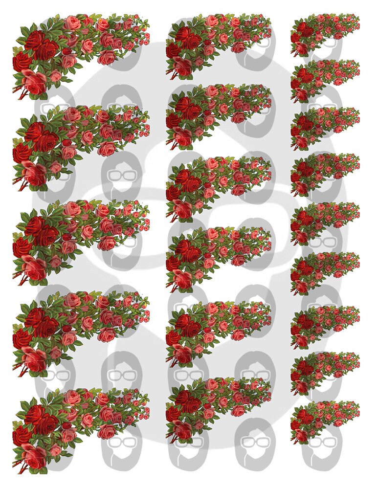 Fussy Cut Roses Vintage Flower Images Set #19 - 8 Page Instant Download - roses clipart floral, pink rose clipart, junk journal scan n cut