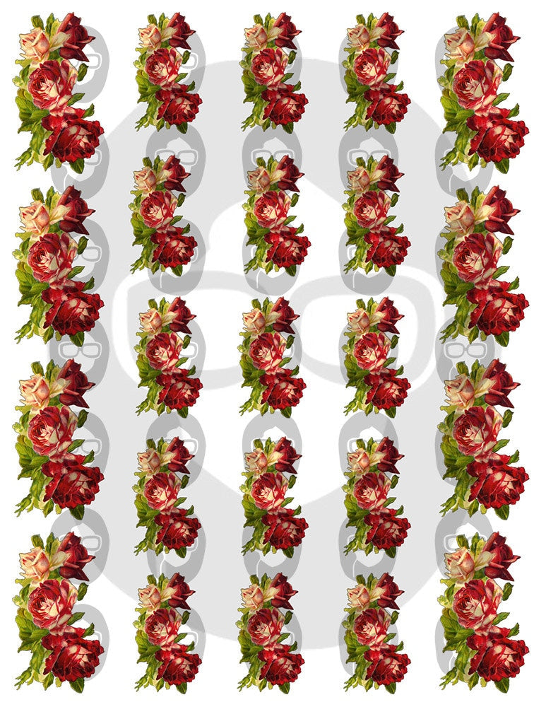 Fussy Cut Roses Vintage Flower Images Set #19 - 8 Page Instant Download - roses clipart floral, pink rose clipart, junk journal scan n cut