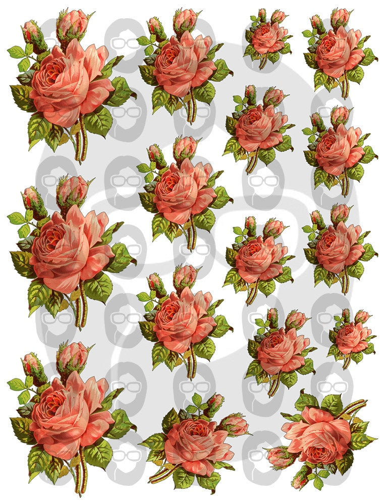 Bouquet Clipart - Decoupage Flowers Set #22 - 8 Page Instant Download - roses clipart floral, pink rose clipart, roses flower clipart