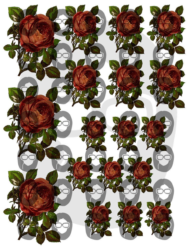 Floral Clipart - Decoupage Flowers Set #17 - 8 Page Instant Download - clipart floral, roses clipart, digital roses