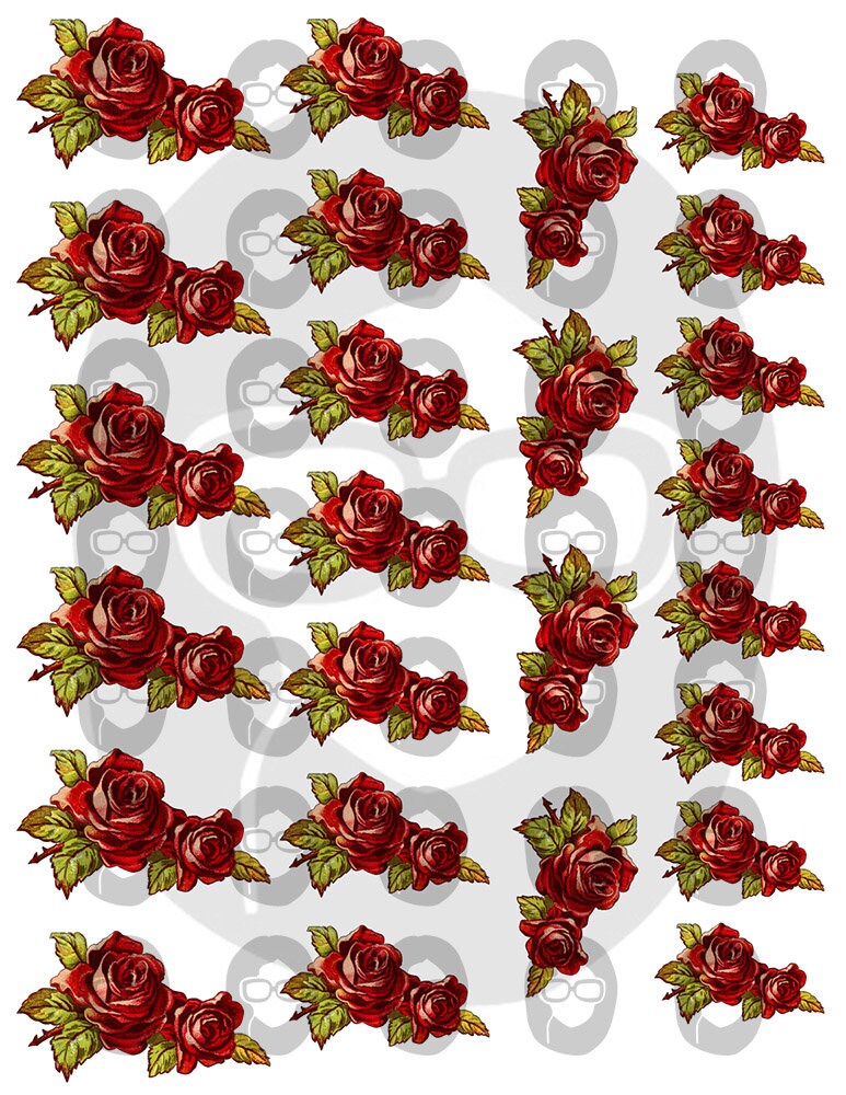 Fussy Cut Roses Vintage Flower Images Set #19 - 8 Page Instant Download - roses clipart floral, pink rose clipart, junk journal scan n cut