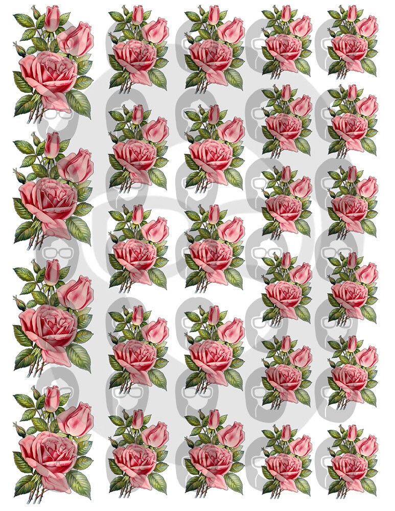 Fussy Cut Roses Vintage Flower Images Set #19 - 8 Page Instant Download - roses clipart floral, pink rose clipart, junk journal scan n cut