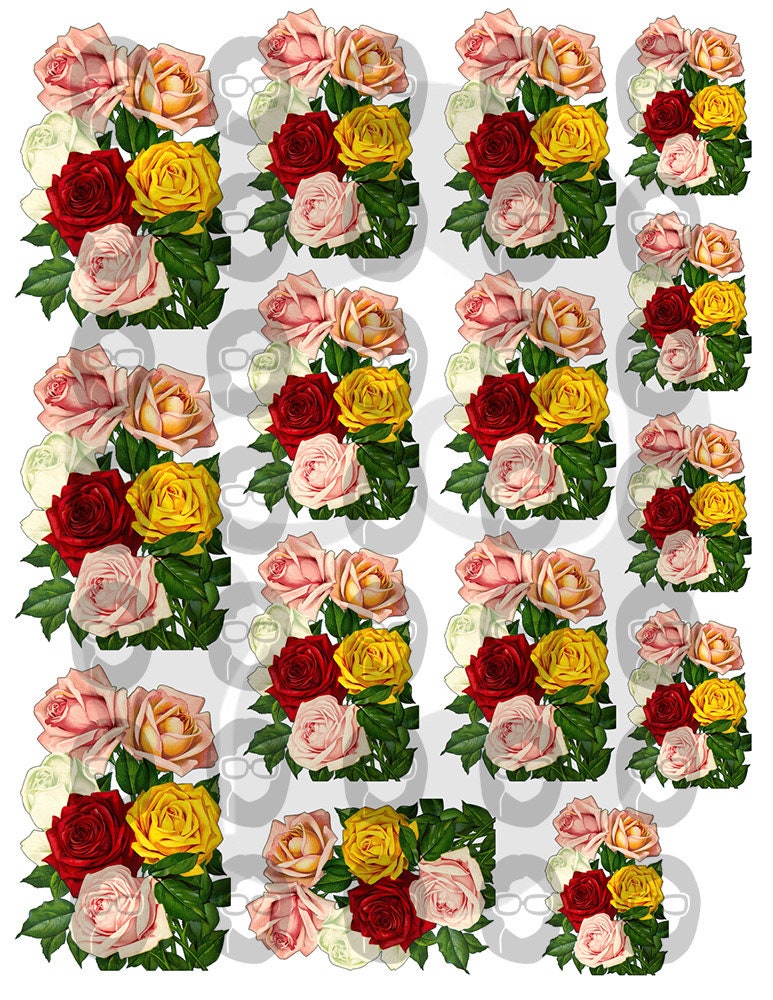 Floral Clipart - Decoupage Flowers Set #21 - 8 Page Instant Download - clipart floral, roses clipart, digital roses