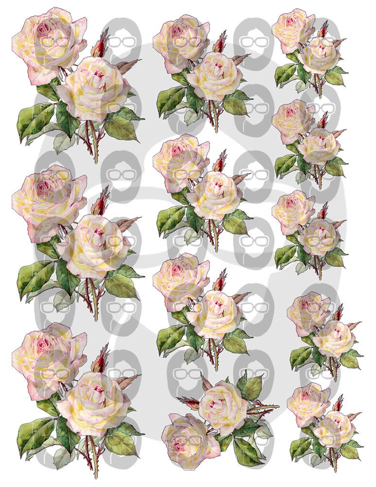 Floral Clipart - Decoupage Flowers Set #21 - 8 Page Instant Download - clipart floral, roses clipart, digital roses
