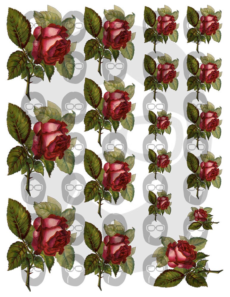Bouquet Clipart - Decoupage Flowers Set #22 - 8 Page Instant Download - roses clipart floral, pink rose clipart, roses flower clipart