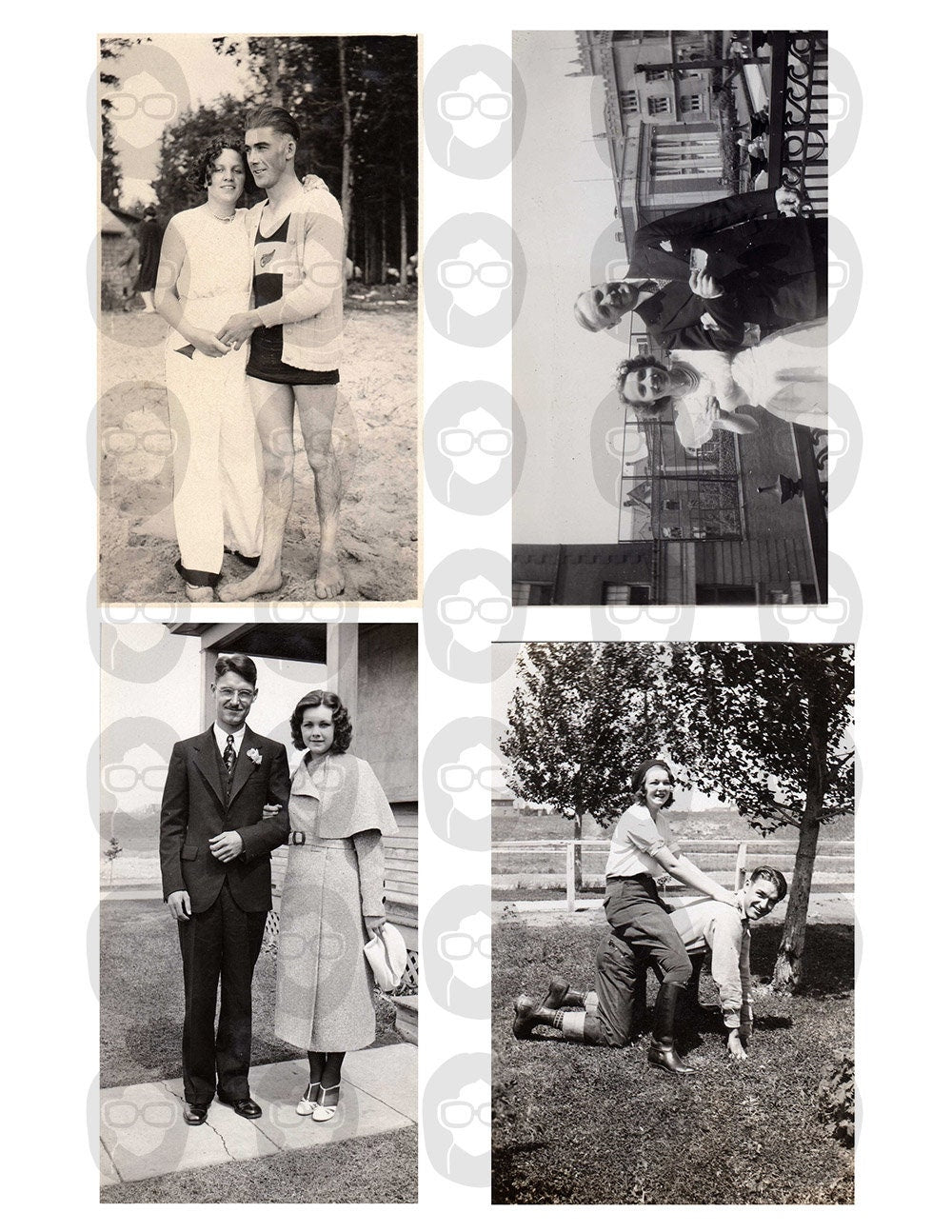 Ephemera Photos, Vintage Couple Photos S#101 -21pg Digi Download- Valentine's Printable, Retro and Vintage, Junk Journal Kit, Collage Images