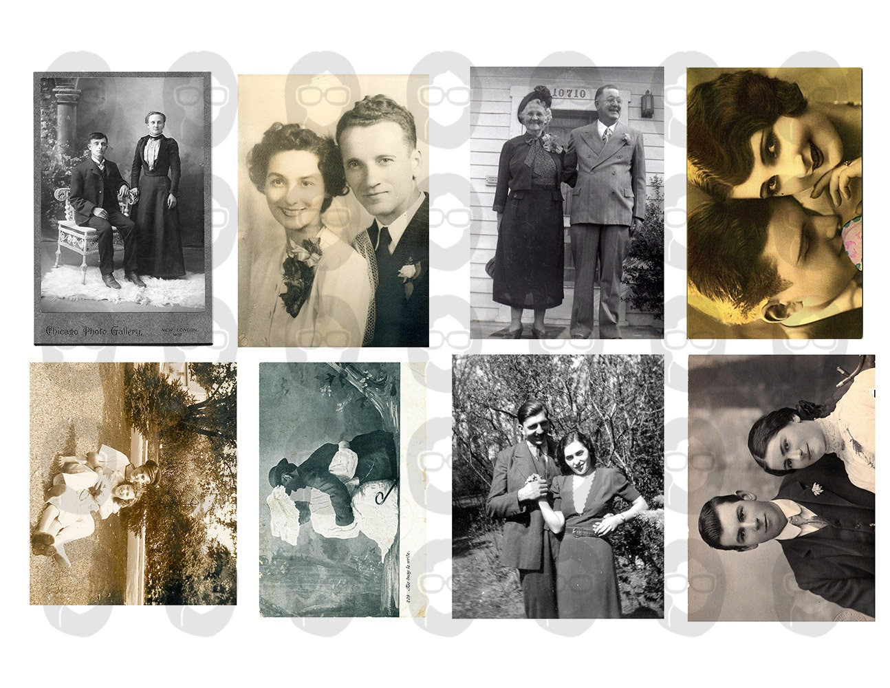 Ephemera Photos, Vintage Couple Photos S#101 -21pg Digi Download- Valentine's Printable, Retro and Vintage, Junk Journal Kit, Collage Images