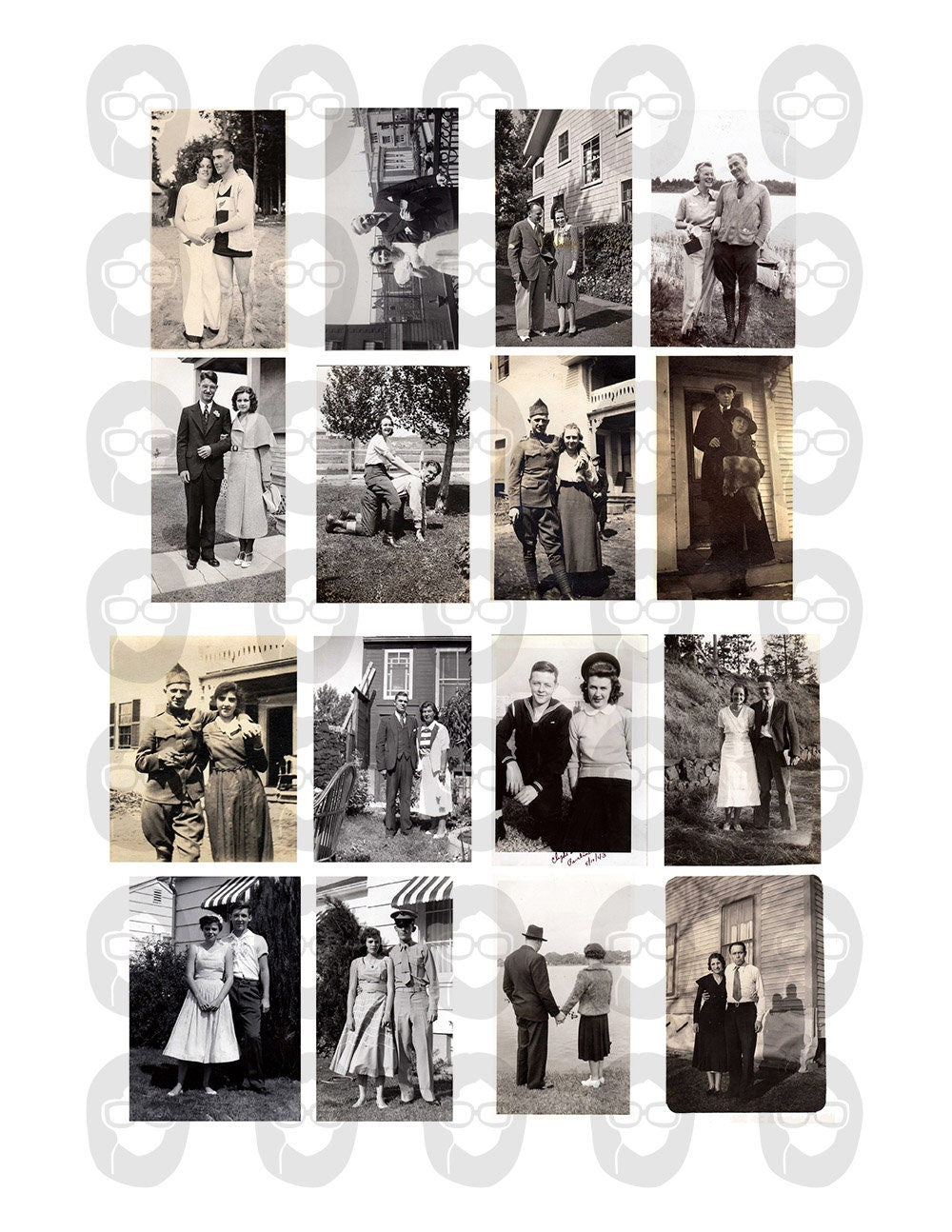 Ephemera Photos, Vintage Couple Photos S#101 -21pg Digi Download- Valentine's Printable, Retro and Vintage, Junk Journal Kit, Collage Images