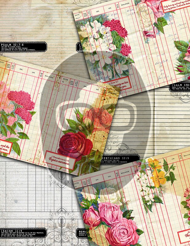 Faith Junk Journal Kit, Scripture Ephemera -42pg Digital Download- Religious Note Cards, Catholic Cross, Prayer Quotes, Bible Verse Cards