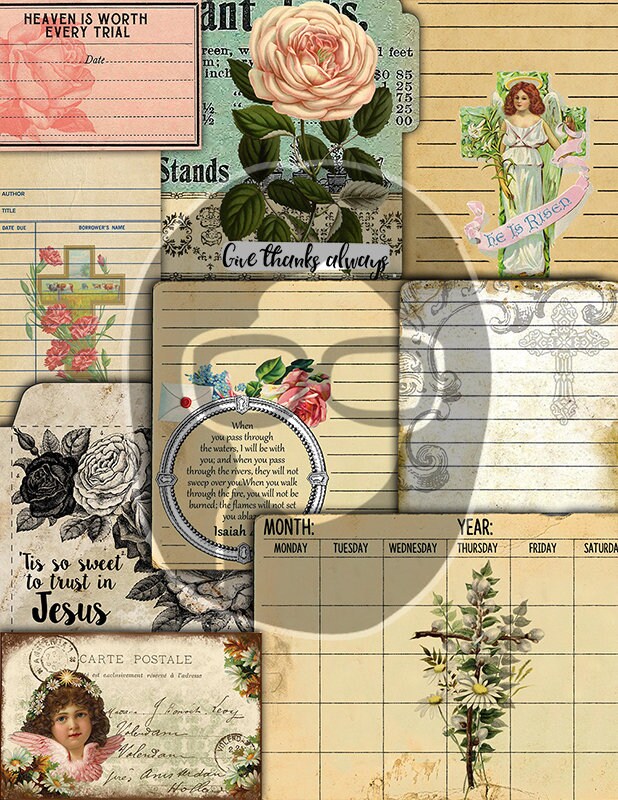 Bible Journaling Printables, Bible Study Journal Bundle -41pg Digital Download- Prayer Note Cards, Christian Verses, Devotional for Women