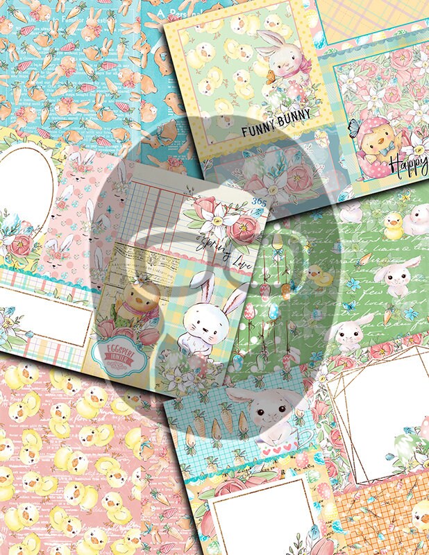 Easter Parade Junk Journal, Printable DIY Kit -29pg Digital Download- Pastel Papers, Ephemera Pack, Tags, Quotes, Mason Jars, Notecards