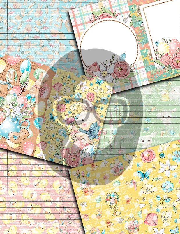 Easter Parade Junk Journal, Printable DIY Kit -29pg Digital Download- Pastel Papers, Ephemera Pack, Tags, Quotes, Mason Jars, Notecards