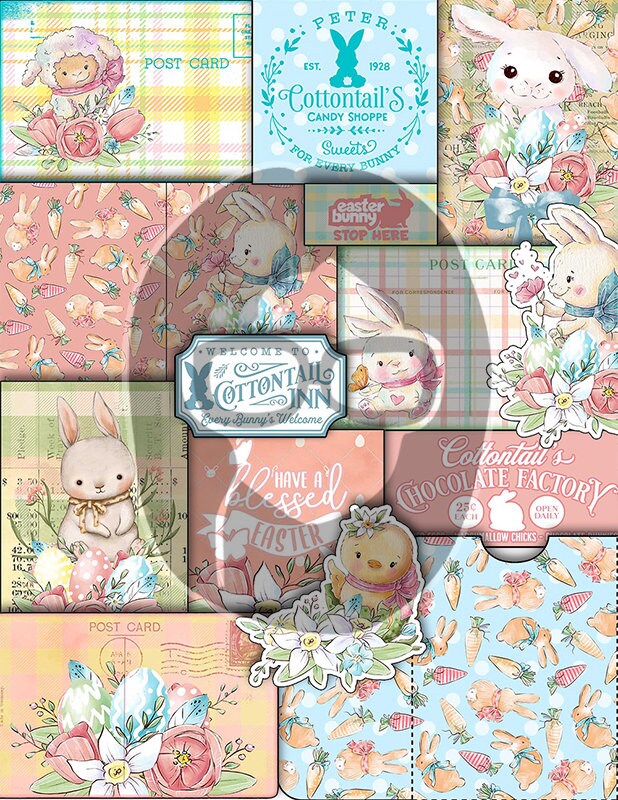 Easter Parade Junk Journal, Printable DIY Kit -29pg Digital Download- Pastel Papers, Ephemera Pack, Tags, Quotes, Mason Jars, Notecards