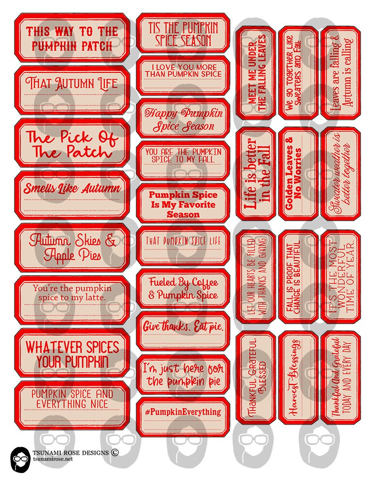 Fall Journal Printable, Word Labels - 5pg Digital Download- Autumn Quote, Scrapbook title, Thanksgiving, Journal Label, Fussy Cut Ephemera