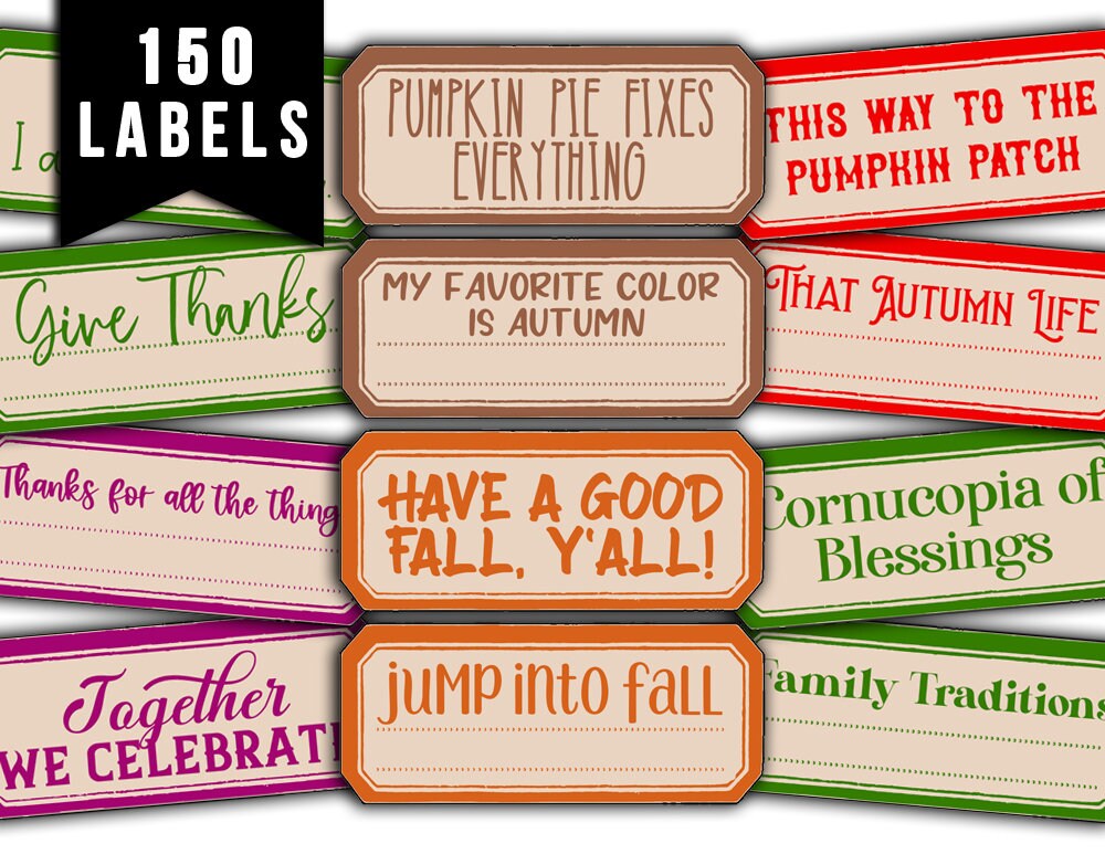 Fall Journal Printable, Word Labels - 5pg Digital Download- Autumn Quote, Scrapbook title, Thanksgiving, Journal Label, Fussy Cut Ephemera